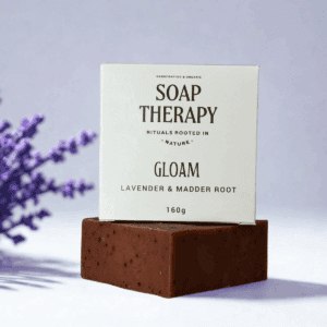 Natural lavender soap with Madder root for organic skincare and soap therapy rituals.